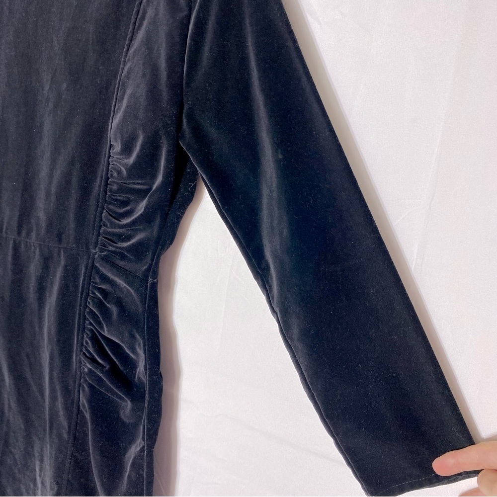Vintage Encore Black Velvet Long Sleeve Bodycon Mini Dress With Shoulder Pads M - Picture 11 of 16
